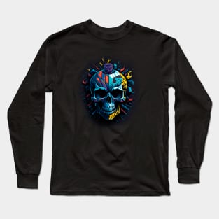 Colorful Skull - Digital Art Long Sleeve T-Shirt